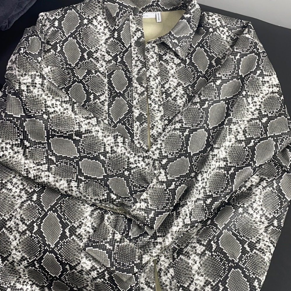 Asos snake print leather shacket
